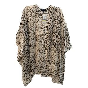 NWT Karen Kane Sz M/L Open Front Flowy Kimono Sleeve Leopard Print Jacket